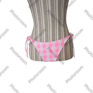 Cotton-On Body Woman Fixed Tie Side Brazilian Pink Checkered Bikini Bottom SizeM